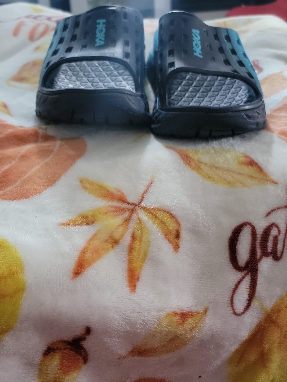 Hoka Black Slide Sandals with Blue Logo Size 8
